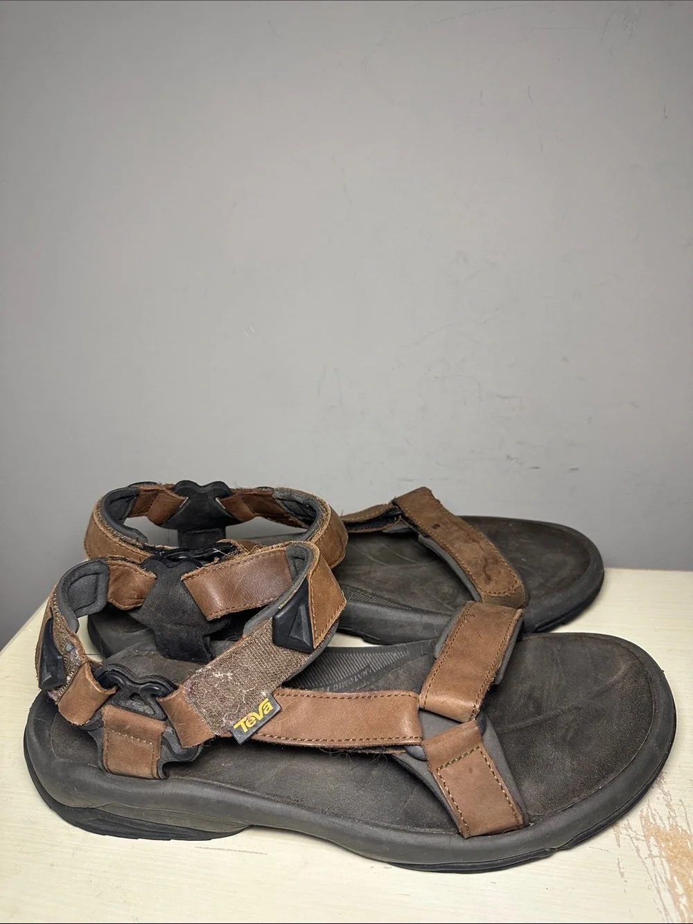 Teva Brown and Black Leather Strap Hiking Sandals